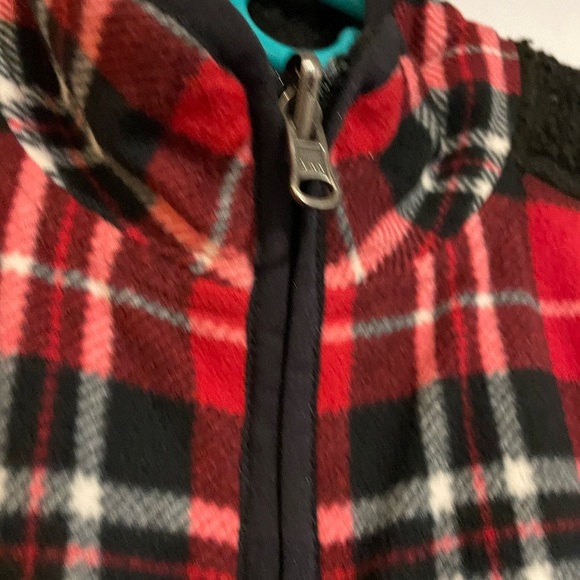 Talbots Red & Black Plaid Thermawarmth Sherpa lined vest Sz Small - Picture 6 of 8